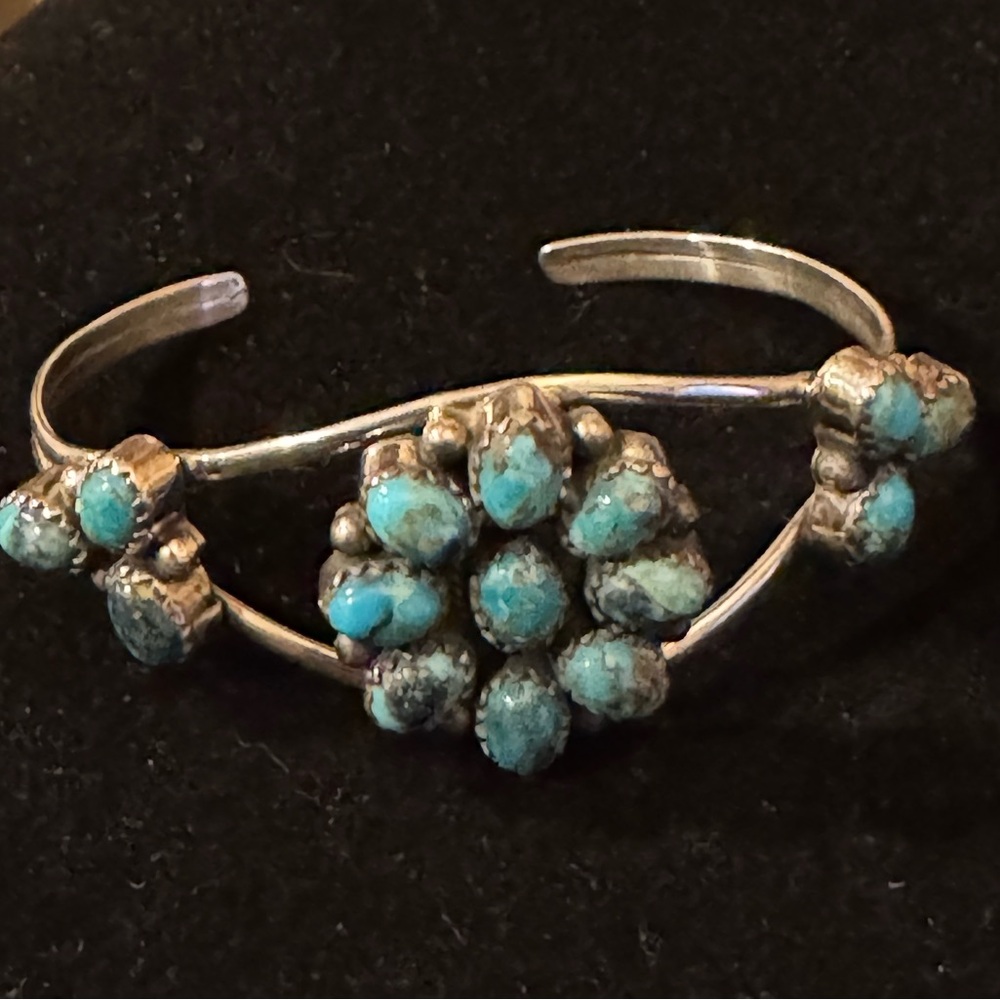 Sterling Silver 925 Turquoise Cuff Bracelet 5.5 to 6 Inch  20 gm